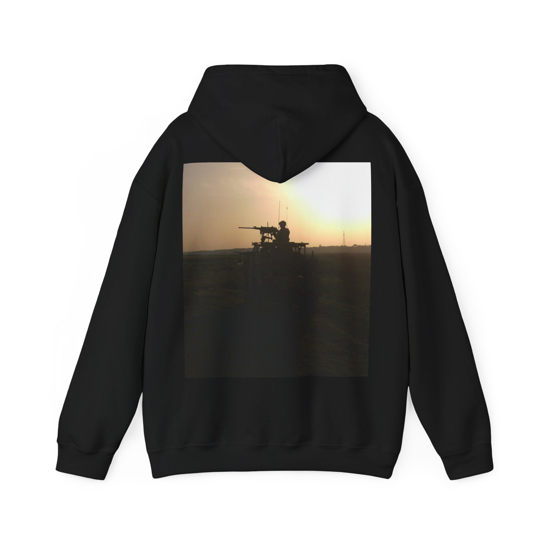 Military Sunset Adult Hoodie - Silhouette Jackal Back Print