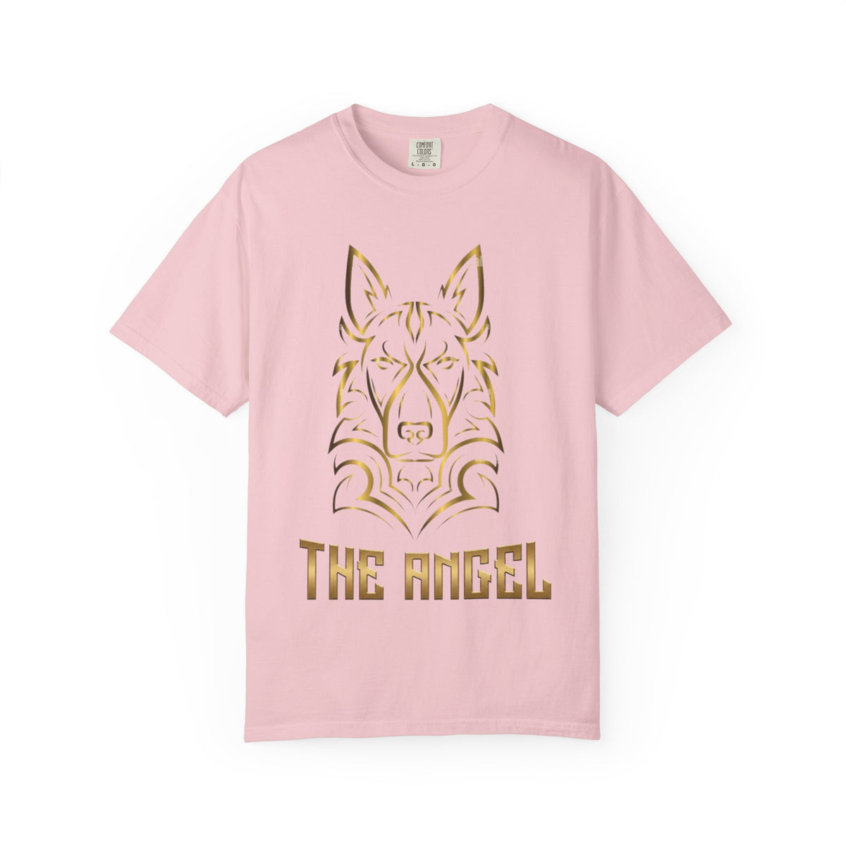 The Angel Wolf Adult T-Shirt — Gold Line Art Graphic Tee