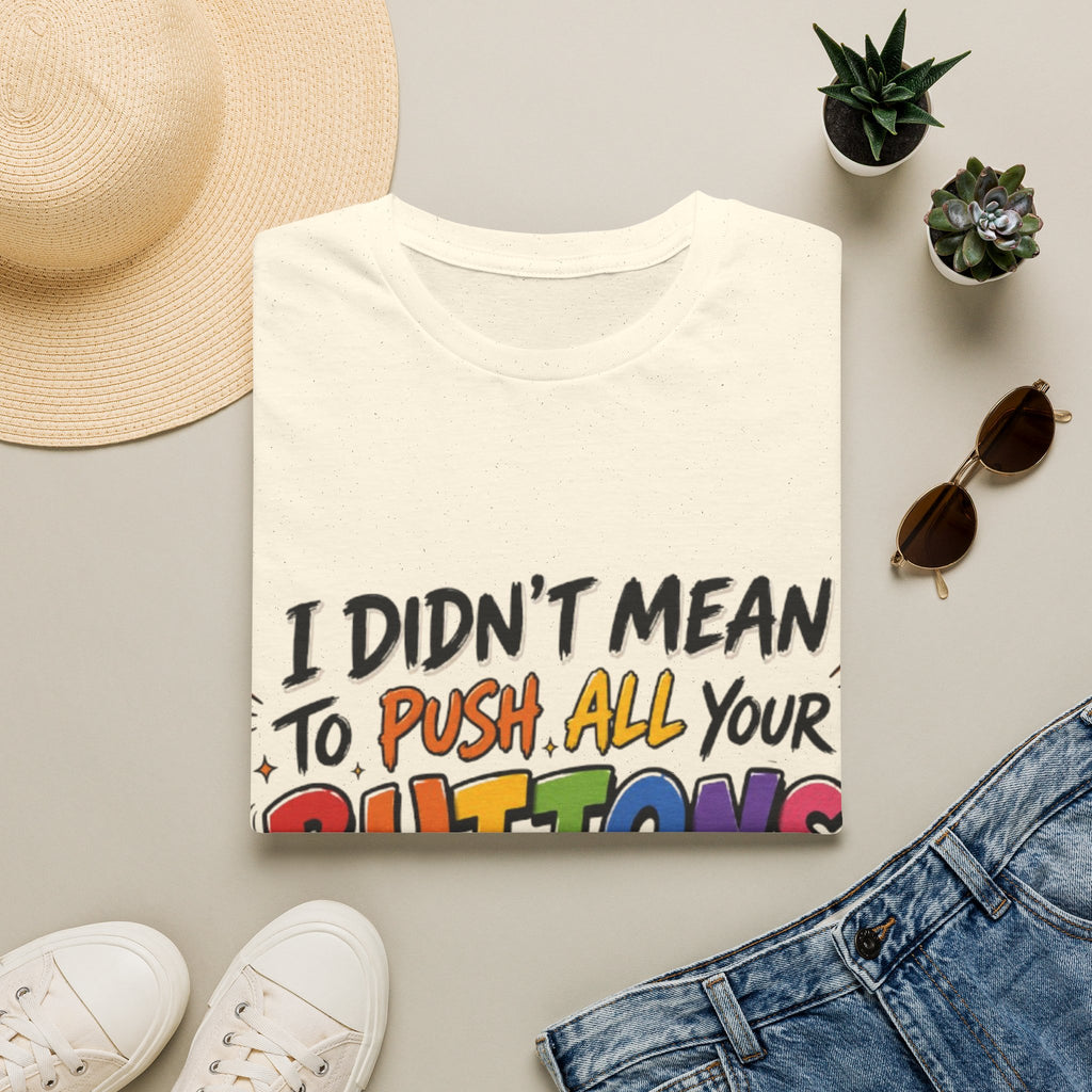 I Didn't Mean to Push All Your Buttons Adult T-Shirt — Funny Colorful Graphic Tee