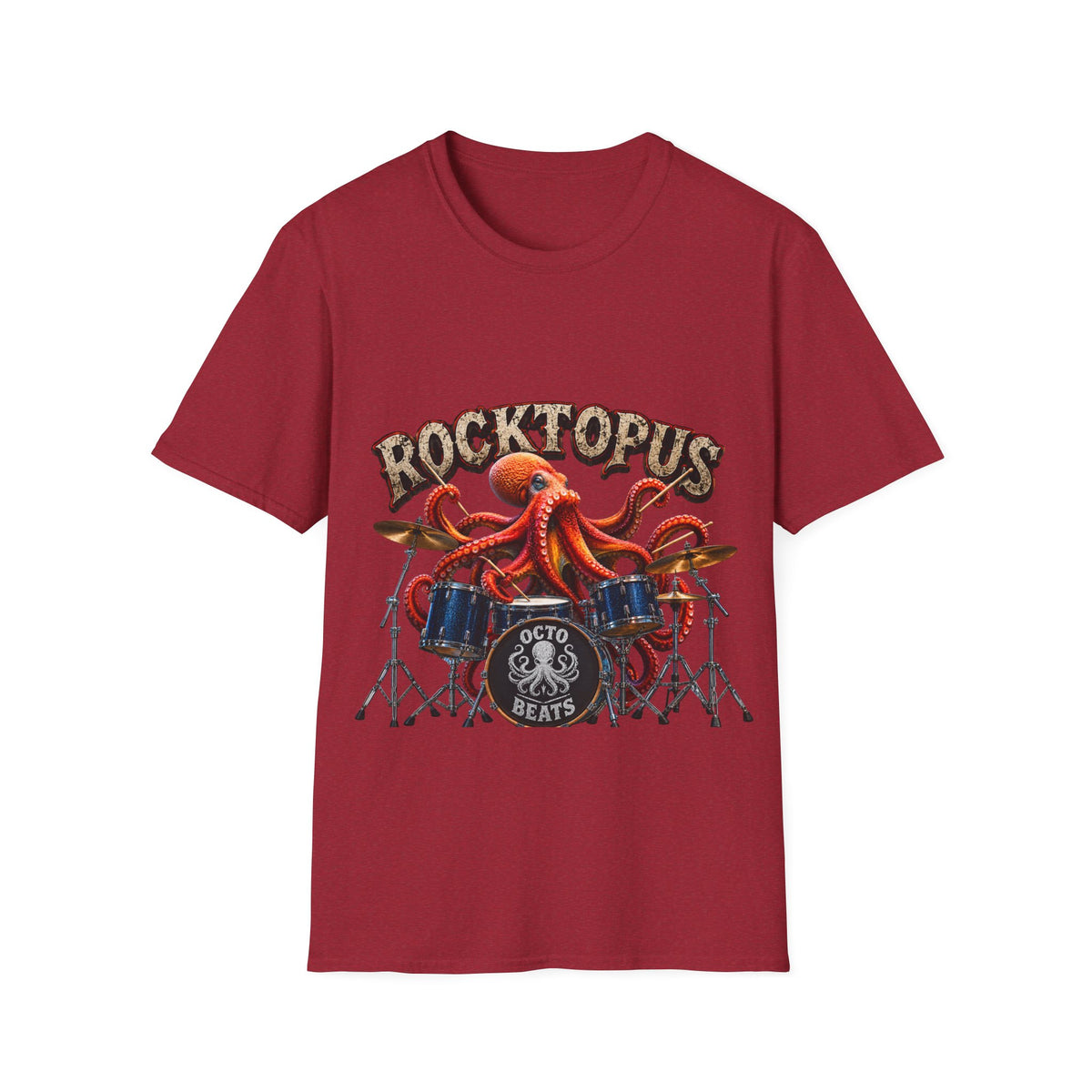 Rocktopus Drummer Adult T-Shirt — Octopus Band Vintage Rock Tee