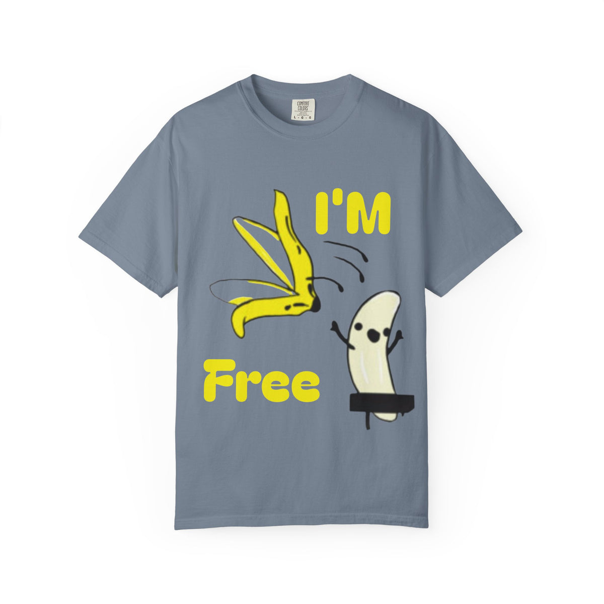 Banana Skateboard Adult T-Shirt — "I’m Free" Cute Skateboarding Banana Graphic Tee