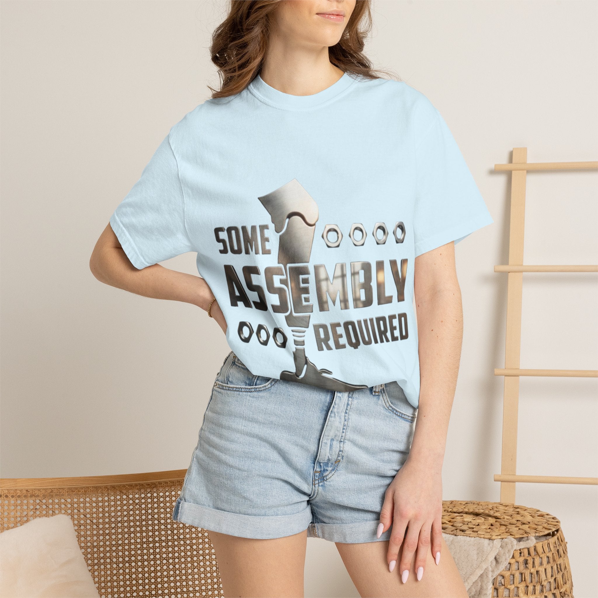 Some Assembly Required Adult T-Shirt — Funny DIY Carpenter Tee