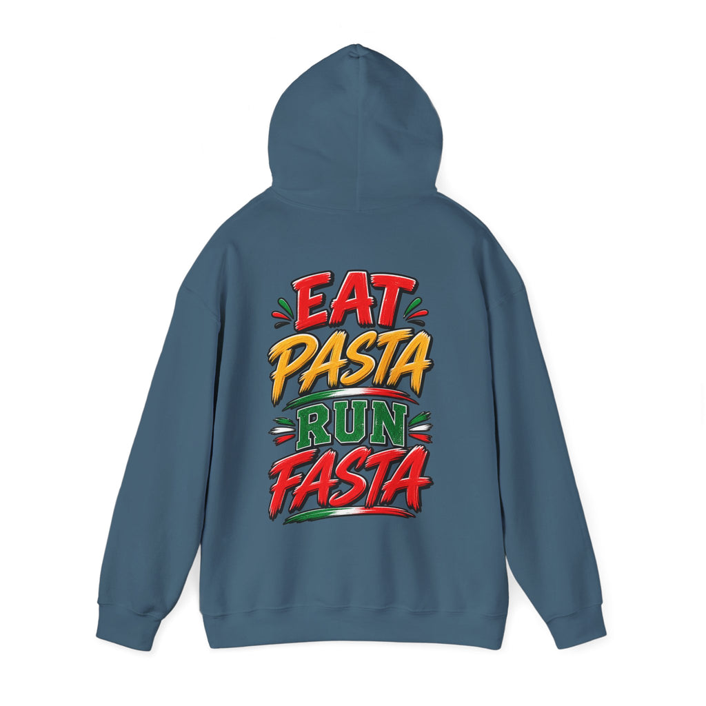 Adult Hoodie — "Eat Pasta Run Fasta" Graphic Pullover