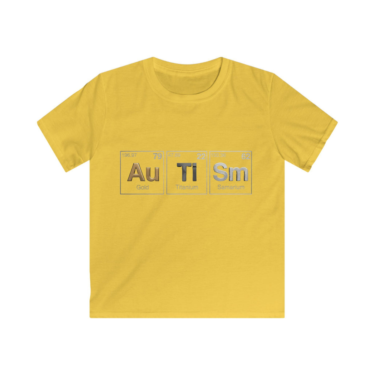 Kids T-shirt — 'Au Ti Sm' Periodic Table Design | Cute Autism Awareness Shirt for Children