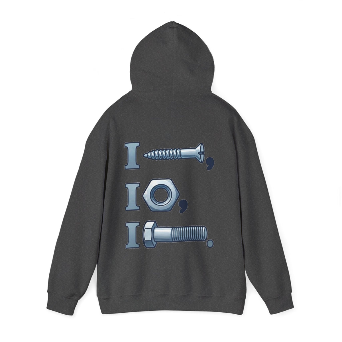 Screw, Nut, Bolt Adult Hoodie — Mechanical Pun Graphic Hooded Sweatshirt