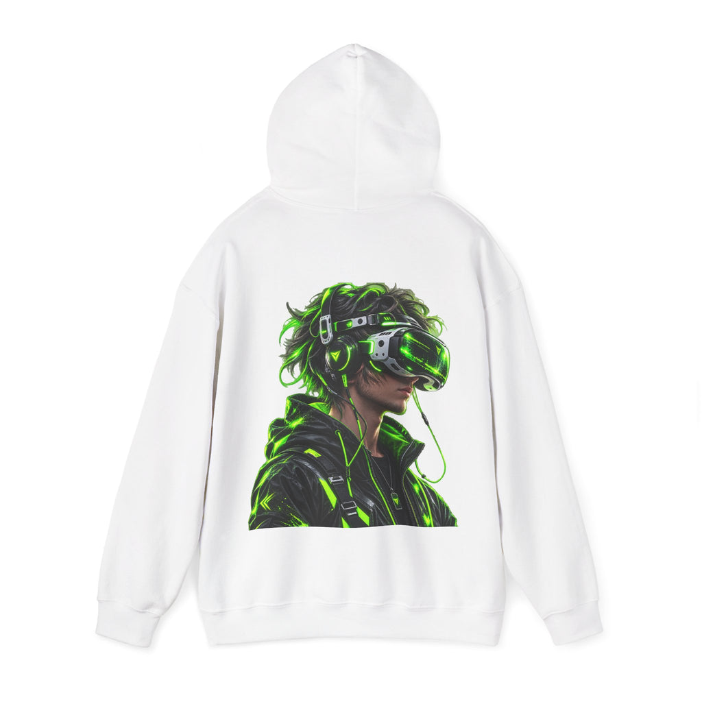 VR Gamer  Adult Hoodie — Neon Cyberpunk Virtual Reality Gamer Graphic Sweatshirt