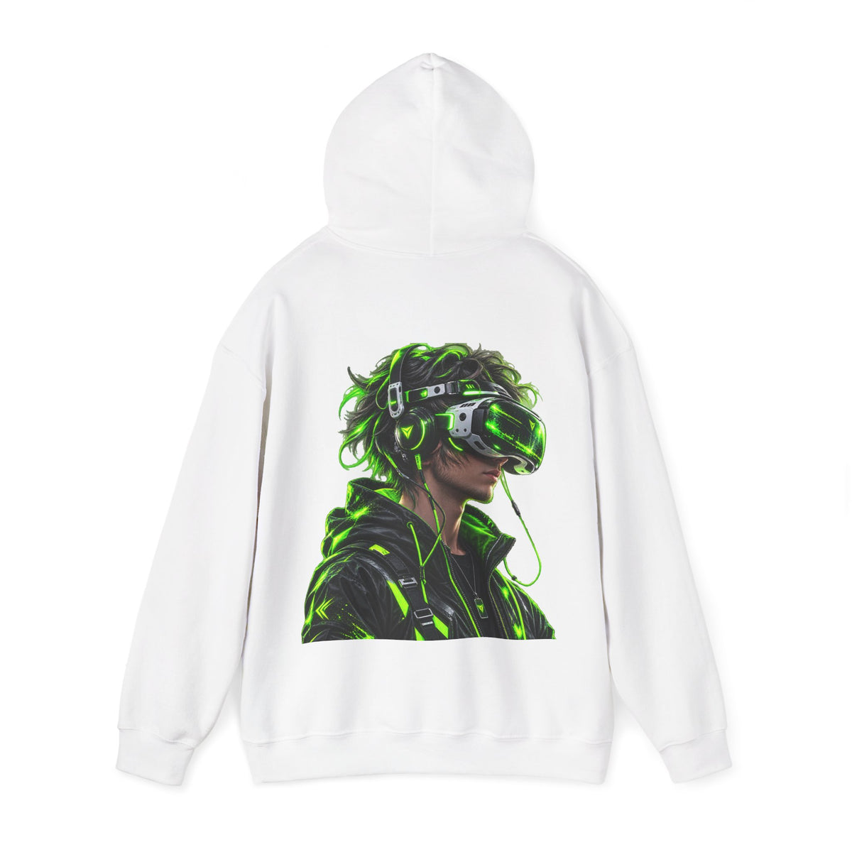VR Gamer  Adult Hoodie — Neon Cyberpunk Virtual Reality Gamer Graphic Sweatshirt