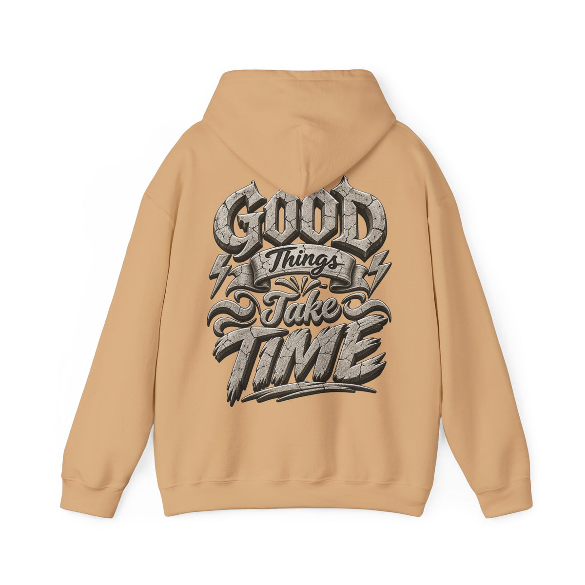 Good Things Take Time Adult Hoodie — Motivational Graphic Back Print