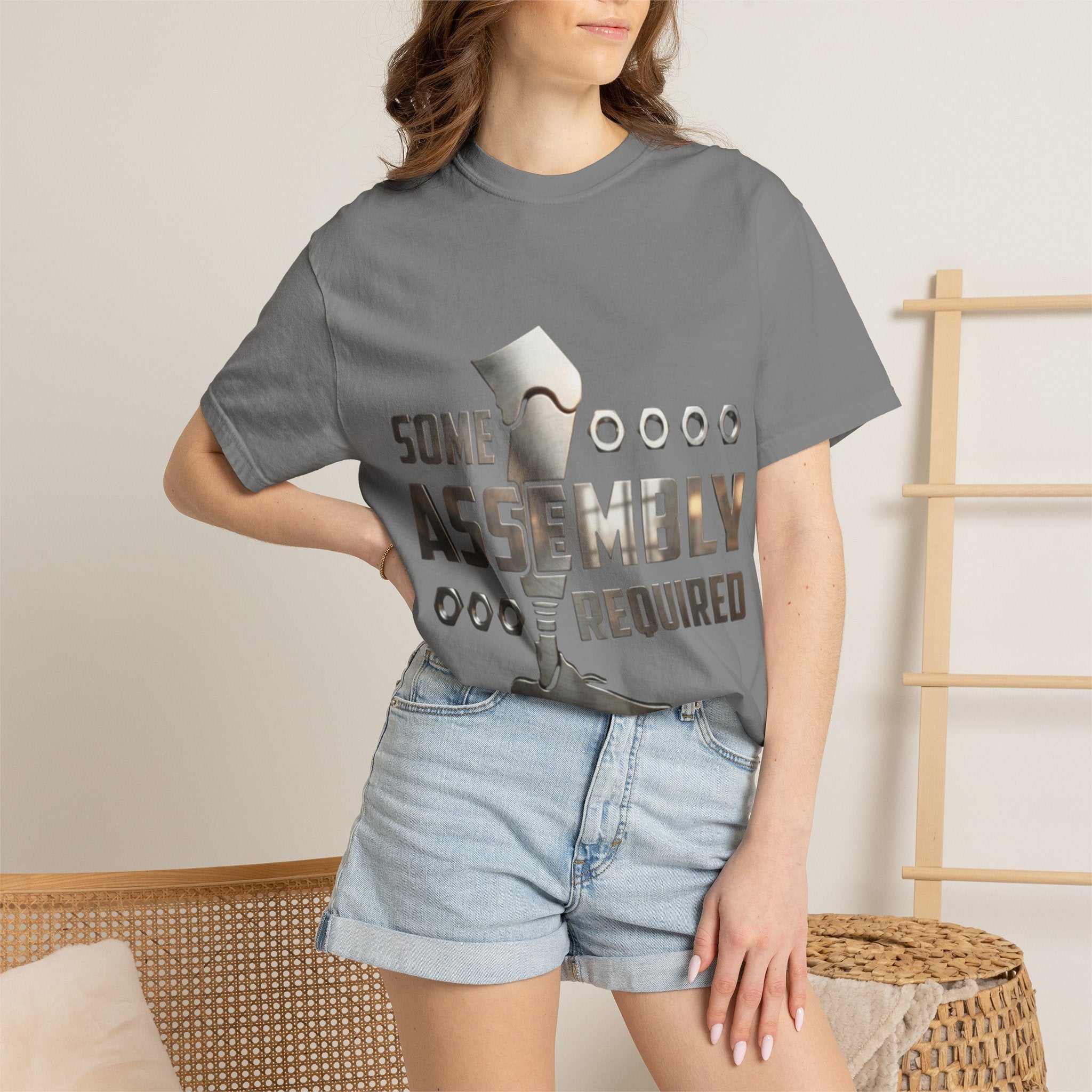 Some Assembly Required Adult T-Shirt — Funny DIY Carpenter Tee