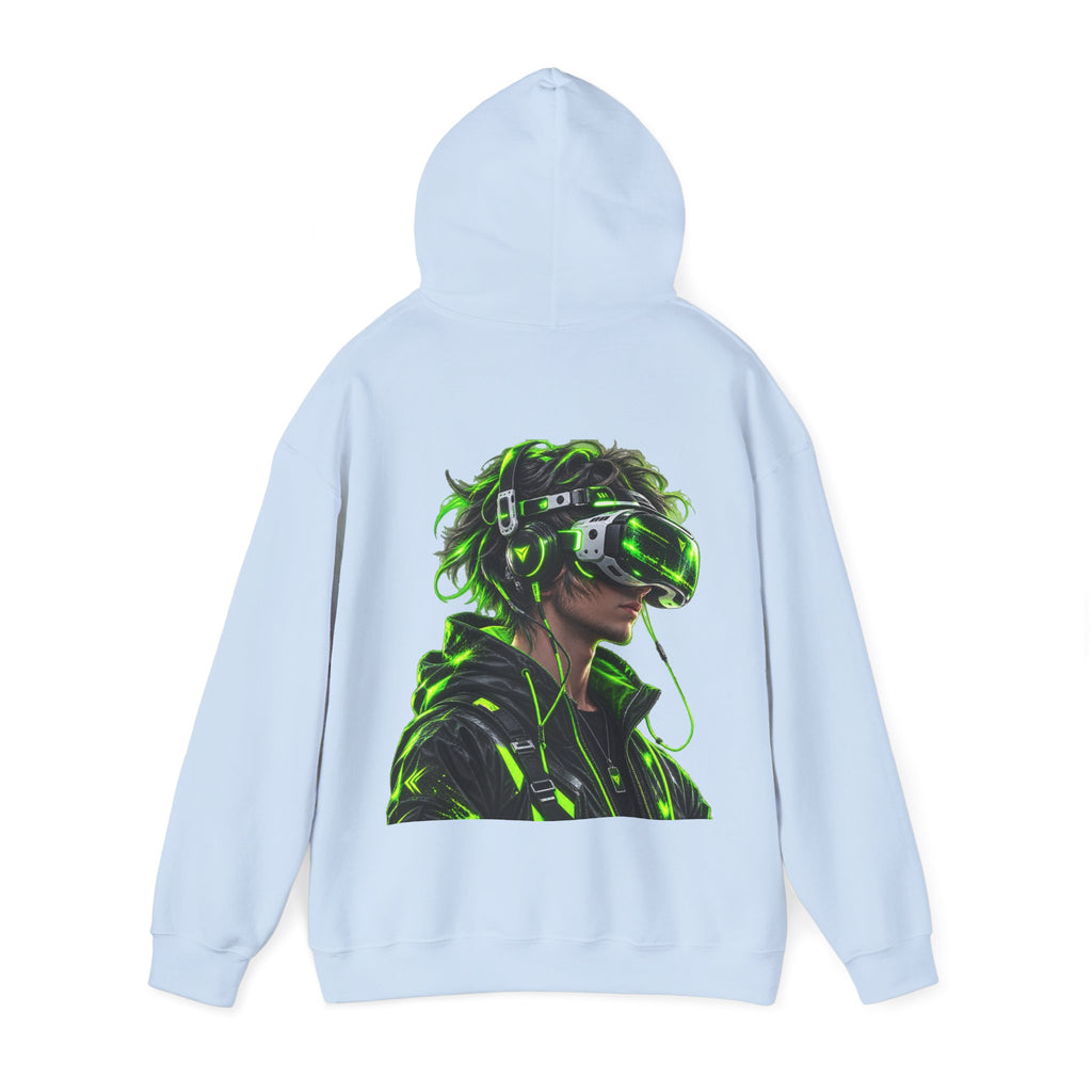 VR Gamer  Adult Hoodie — Neon Cyberpunk Virtual Reality Gamer Graphic Sweatshirt
