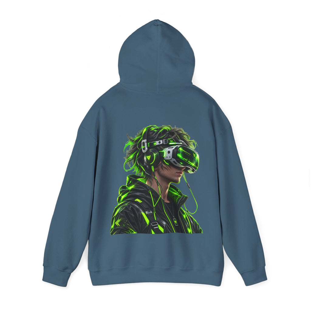 VR Gamer  Adult Hoodie — Neon Cyberpunk Virtual Reality Gamer Graphic Sweatshirt