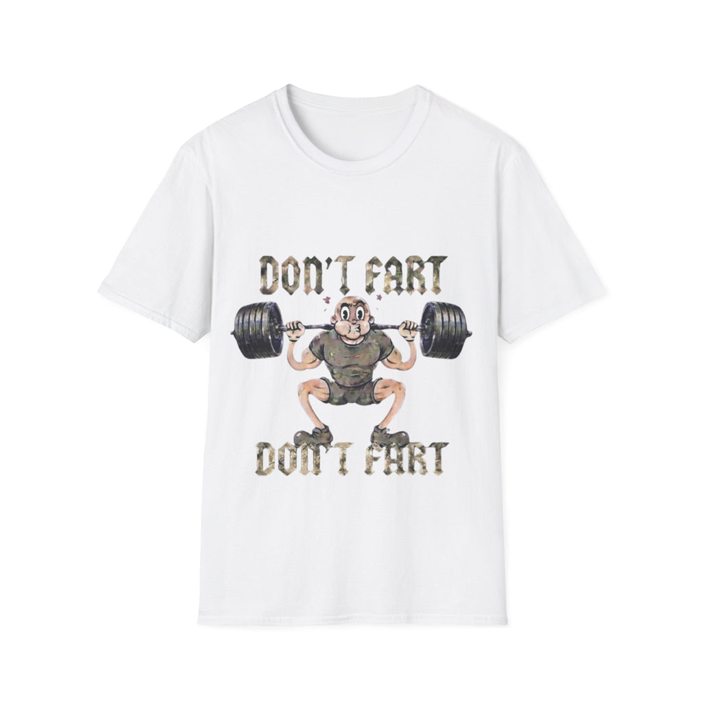 Don't Fart Weightlifting  Adult T‑Shirt — Funny Gym Workout Tee