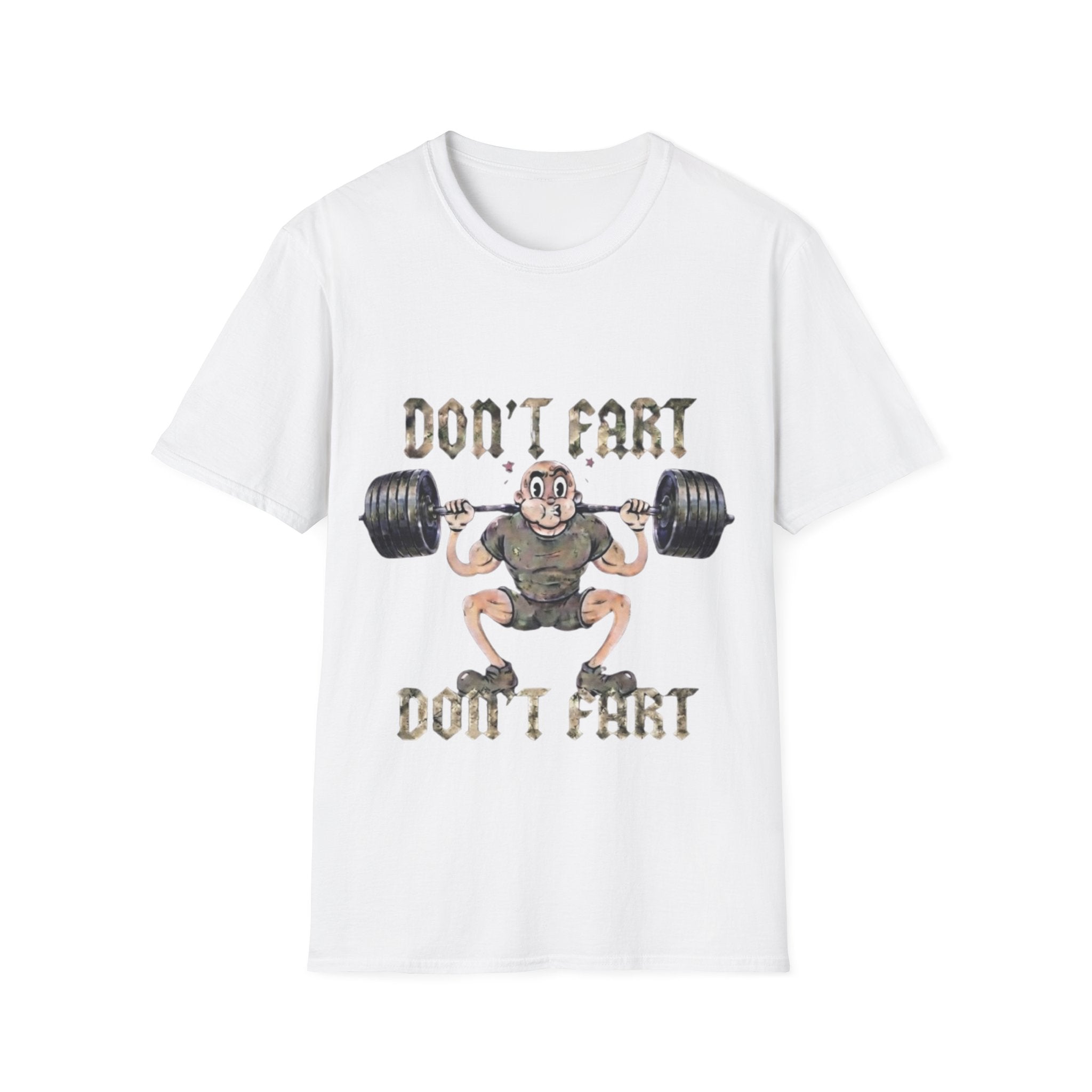 Don't Fart Weightlifting  Adult T‑Shirt — Funny Gym Workout Tee