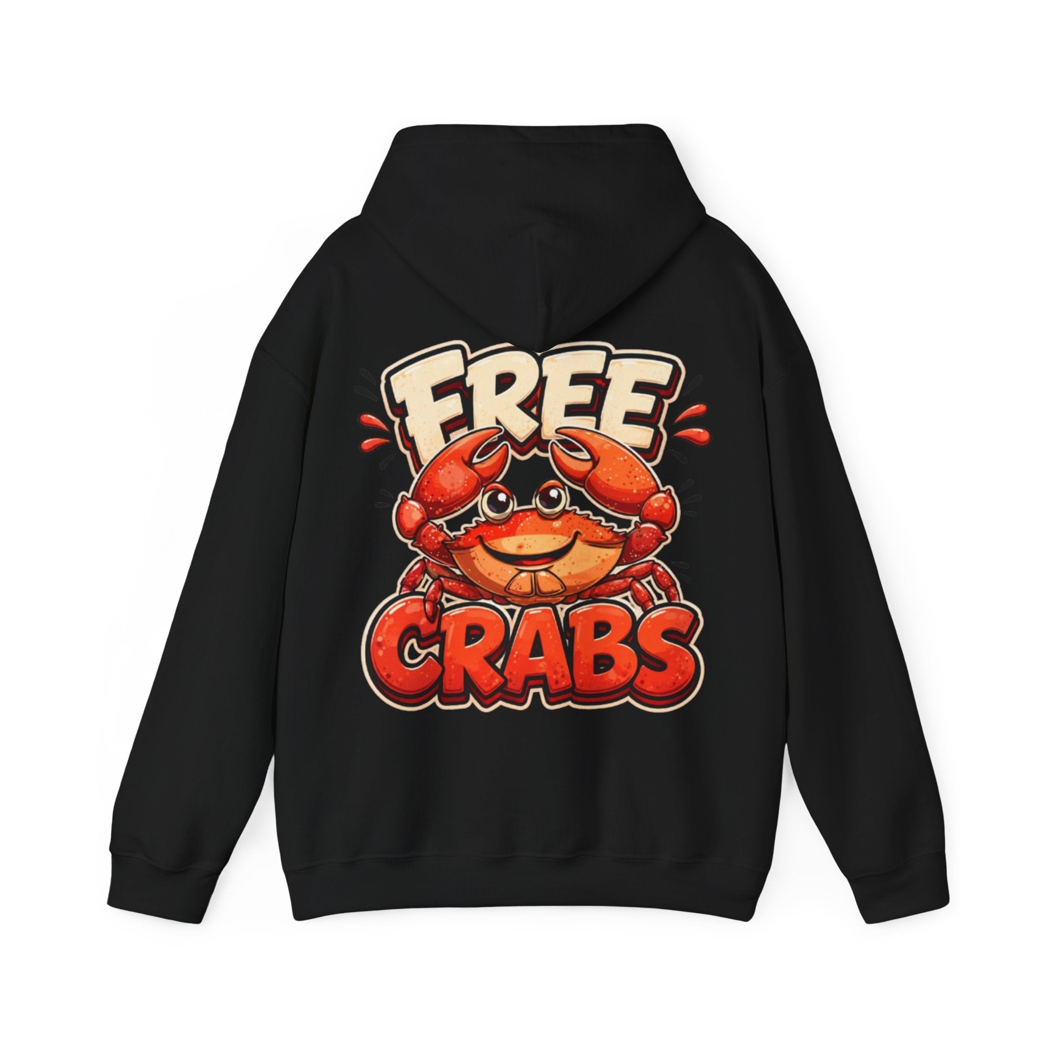 Adult Hoodie — Cute 'Free Crabs' Cartoon Crab Graphic Pullover