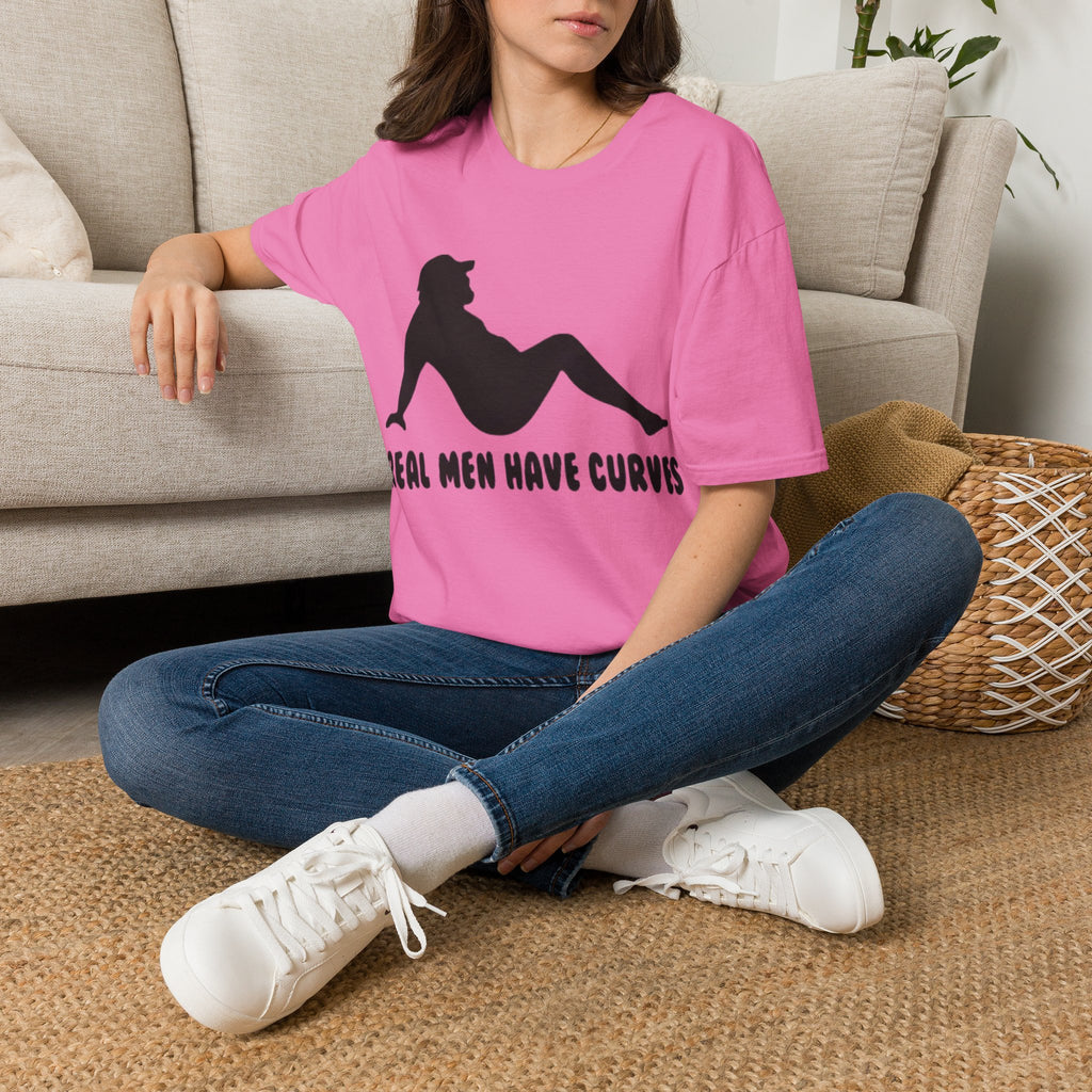 Curvy Silhouette Adult T-Shirt — "Real Men Have Curves" Graphic Tee