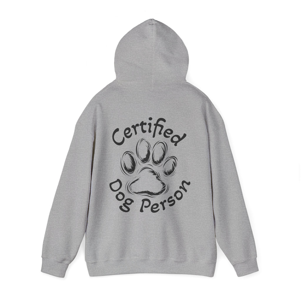 Certified Dog Person Adult Hoodie - Paw Print Graphic Dog Lover Sweatshirt