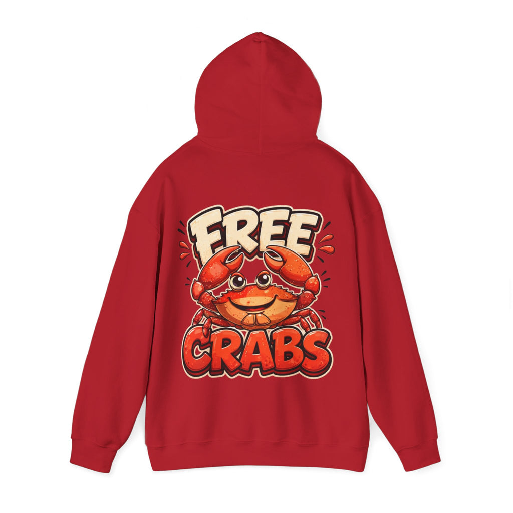 Adult Hoodie — Cute 'Free Crabs' Cartoon Crab Graphic Pullover