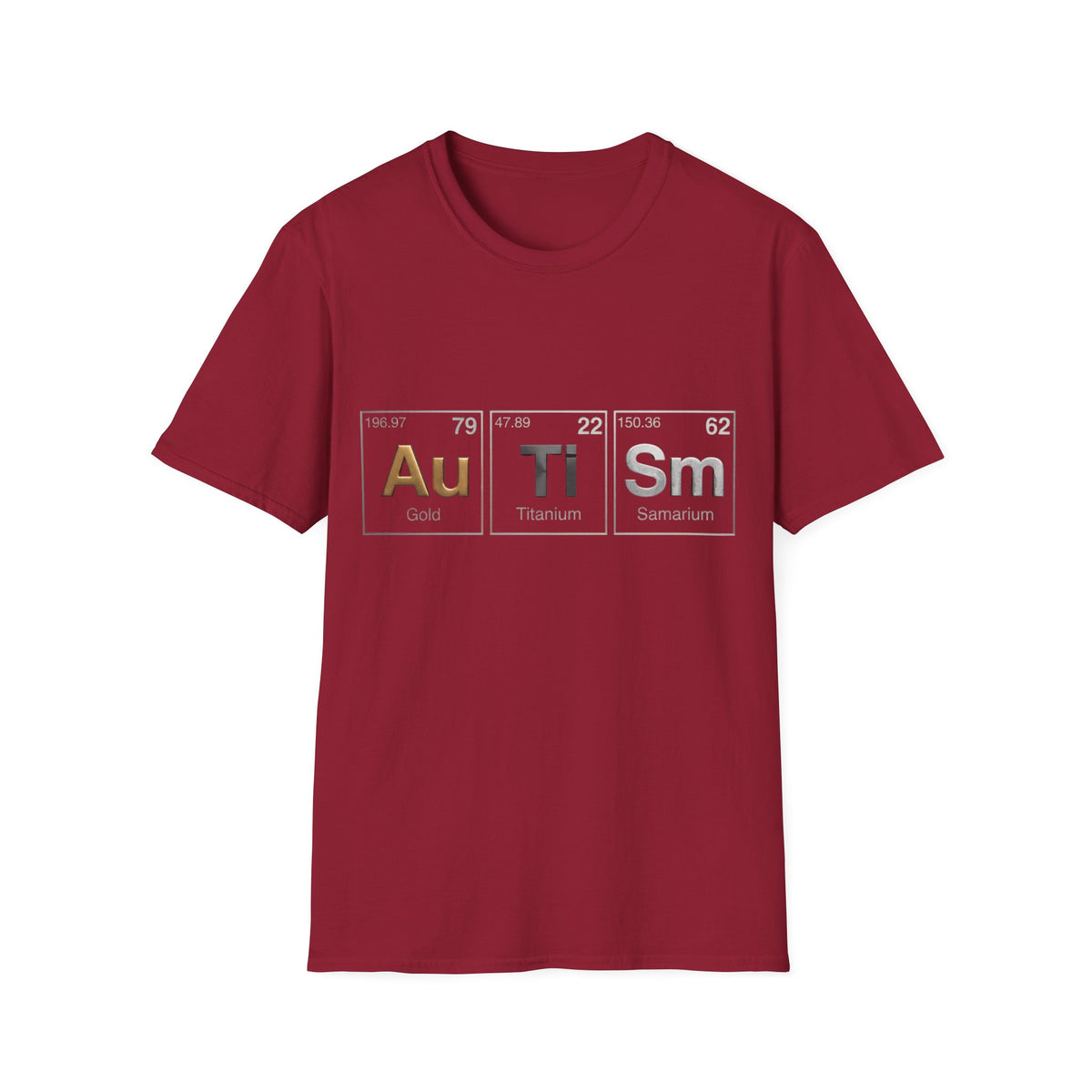 Adult T-Shirt — 'Au Ti Sm' Periodic Table Autism Awareness Tee