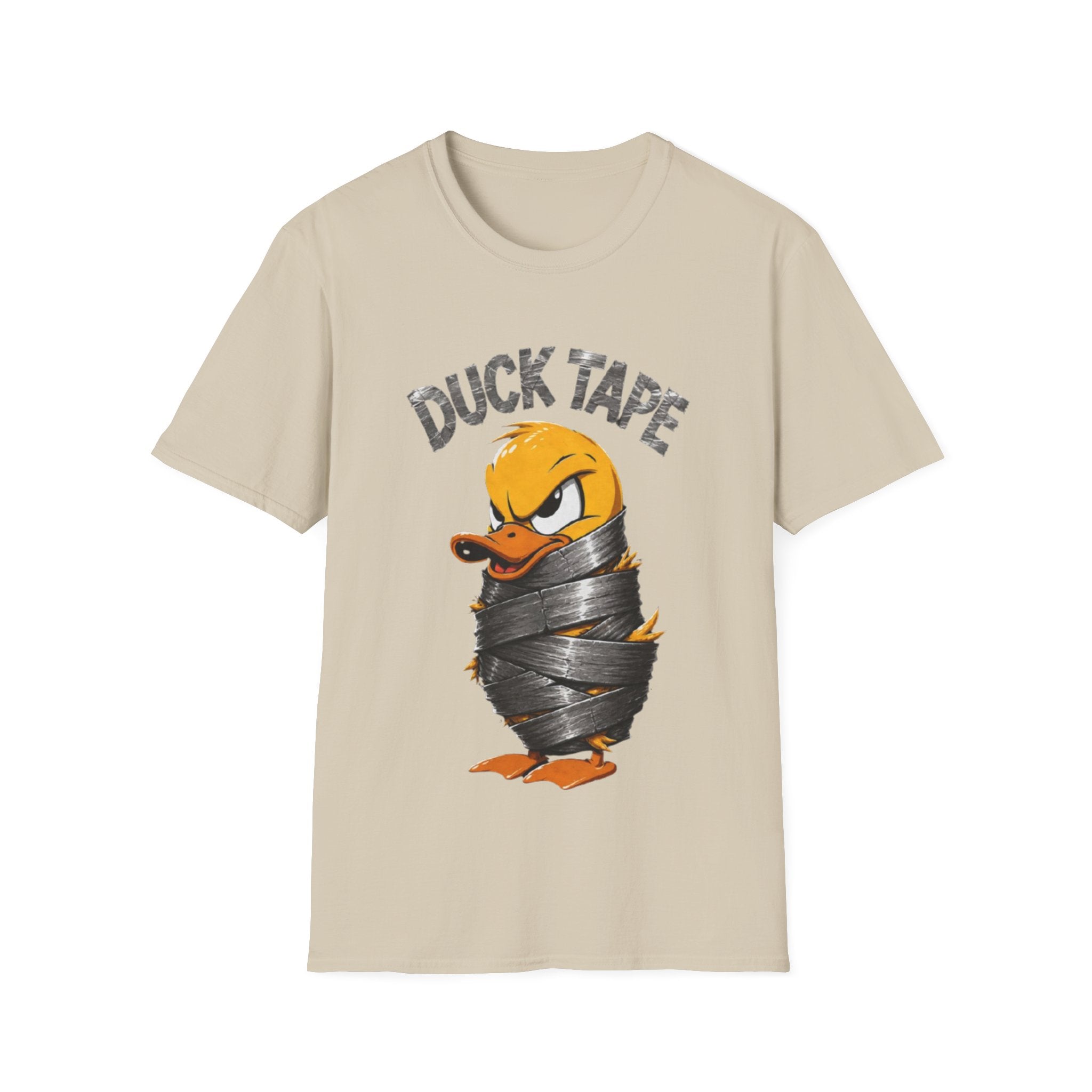 Duck Tape Adult T-Shirt — Funny Angry Duck Wrapped in Duct Tape Graphic Tee