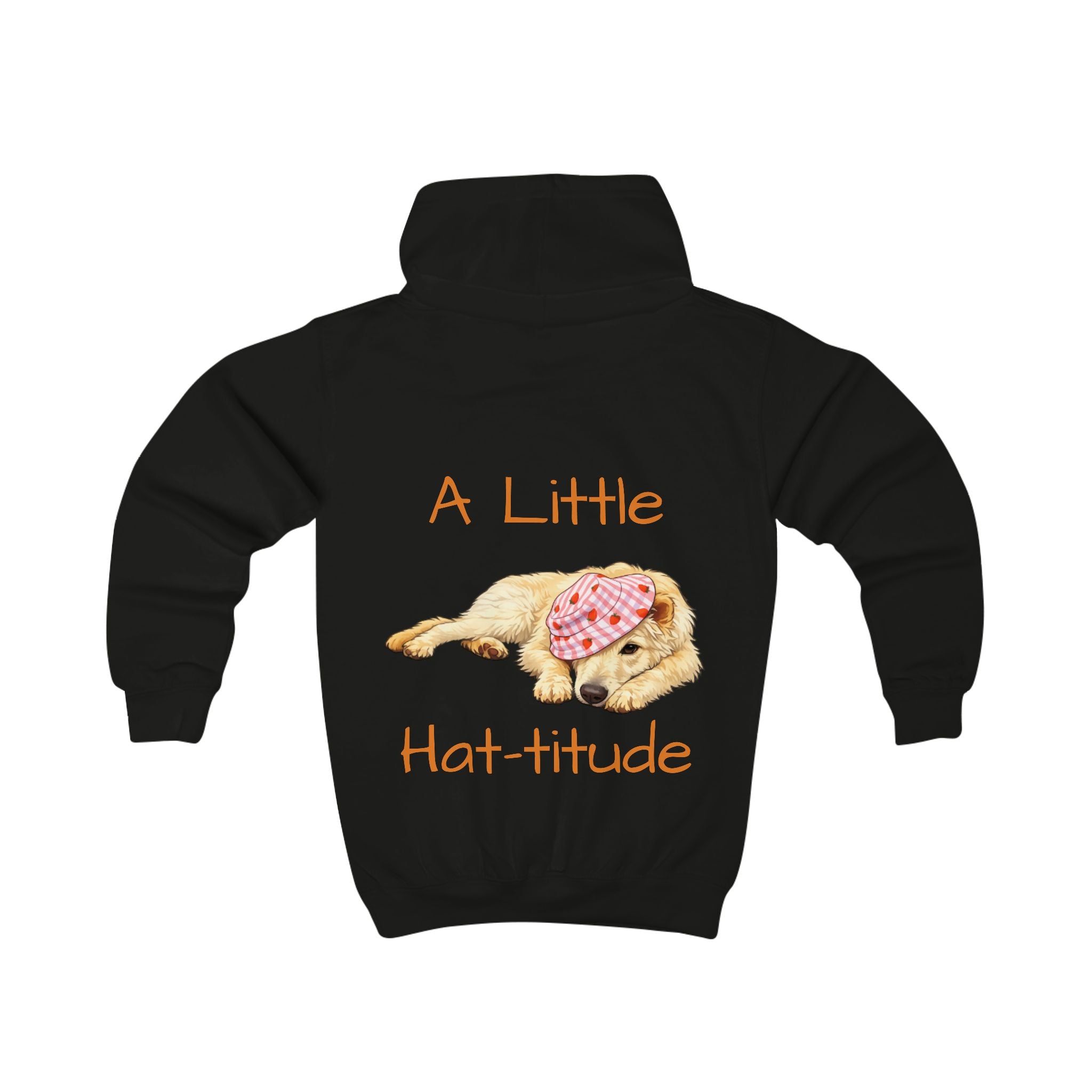 Tyra Pup with Hat Kids Hoodie | 'A Little Hat-titude' dog design