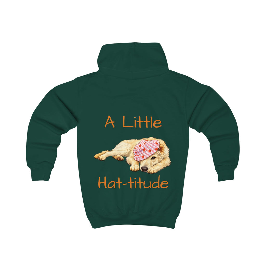 Tyra Pup with Hat Kids Hoodie | 'A Little Hat-titude' dog design