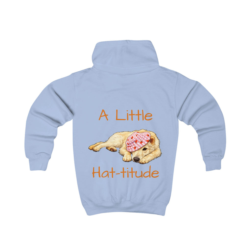Tyra Pup with Hat Kids Hoodie | 'A Little Hat-titude' dog design