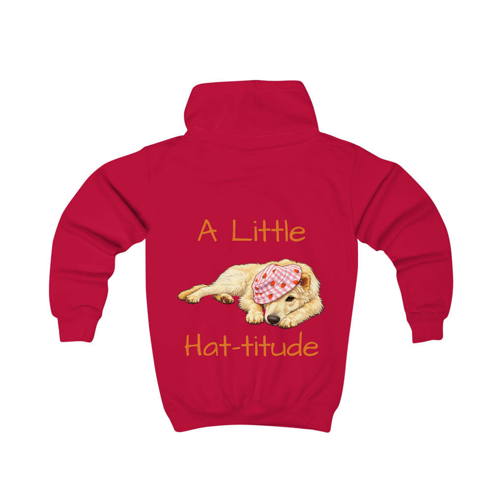 Tyra Pup with Hat Kids Hoodie | 'A Little Hat-titude' dog design
