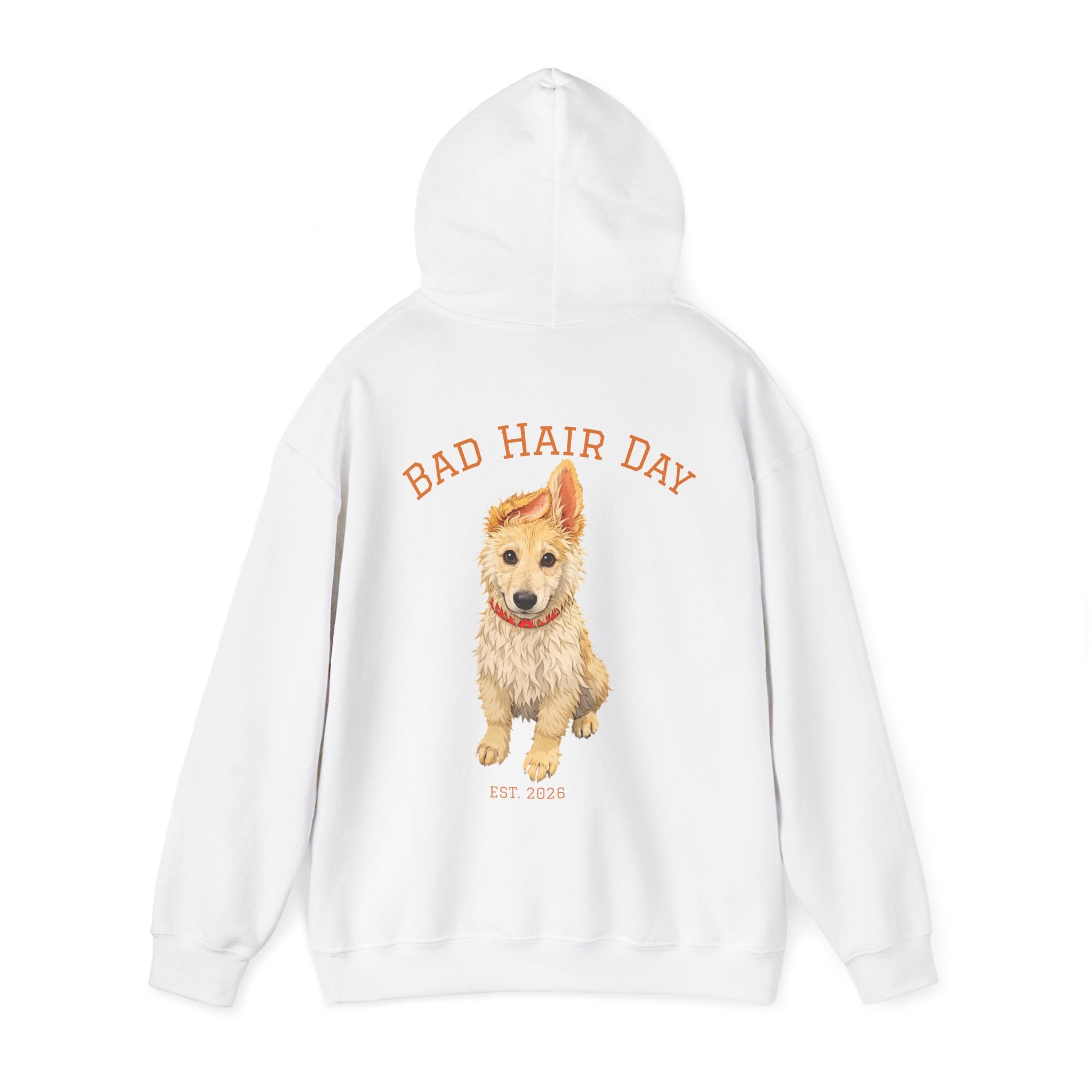 Bad Hair Day Puppy Adult Hoodie | Cute Dog Illustration Sweatshirt