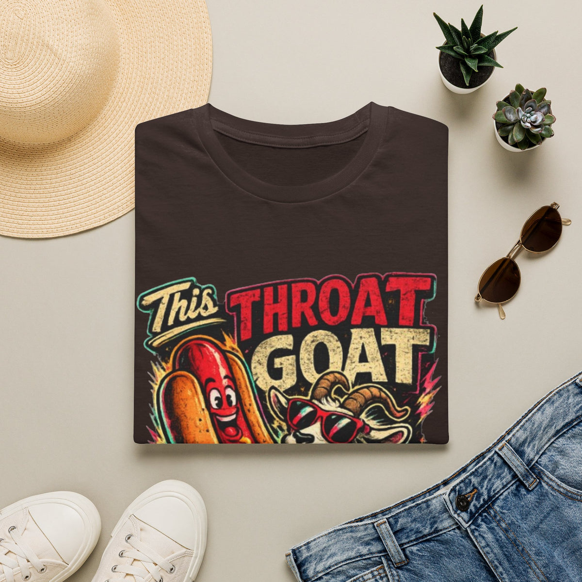 This Throat Goat Adult T-Shirt — Retro Hot Dog Graphic Tee