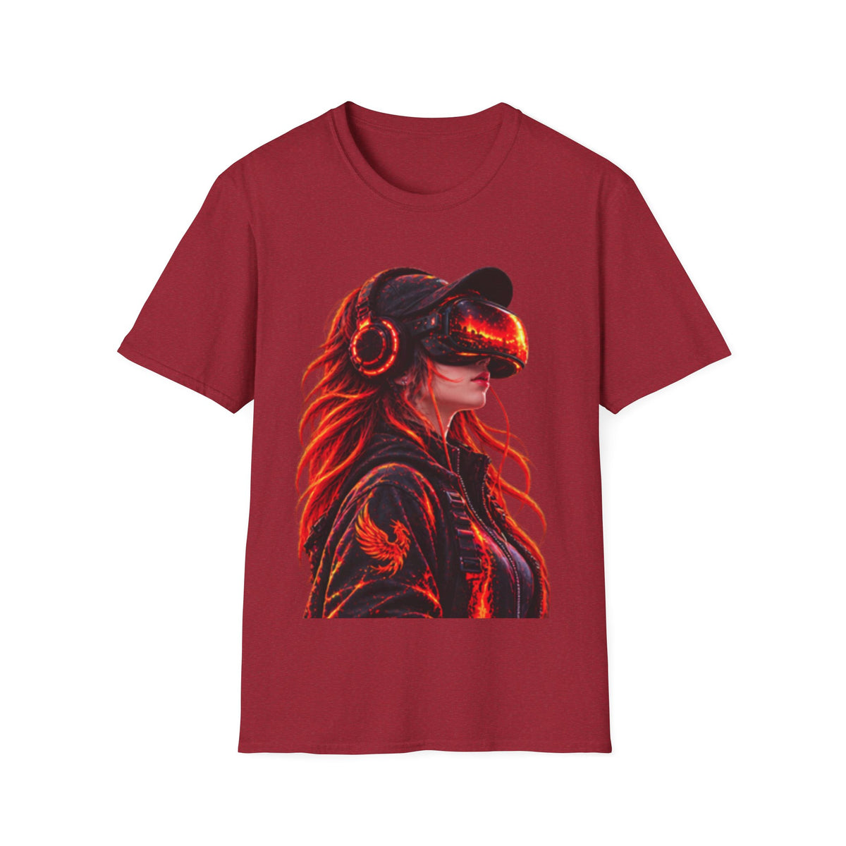 VR Girl Graphic Adult T-Shirt — Neon Cyberpunk Virtual Reality Tee