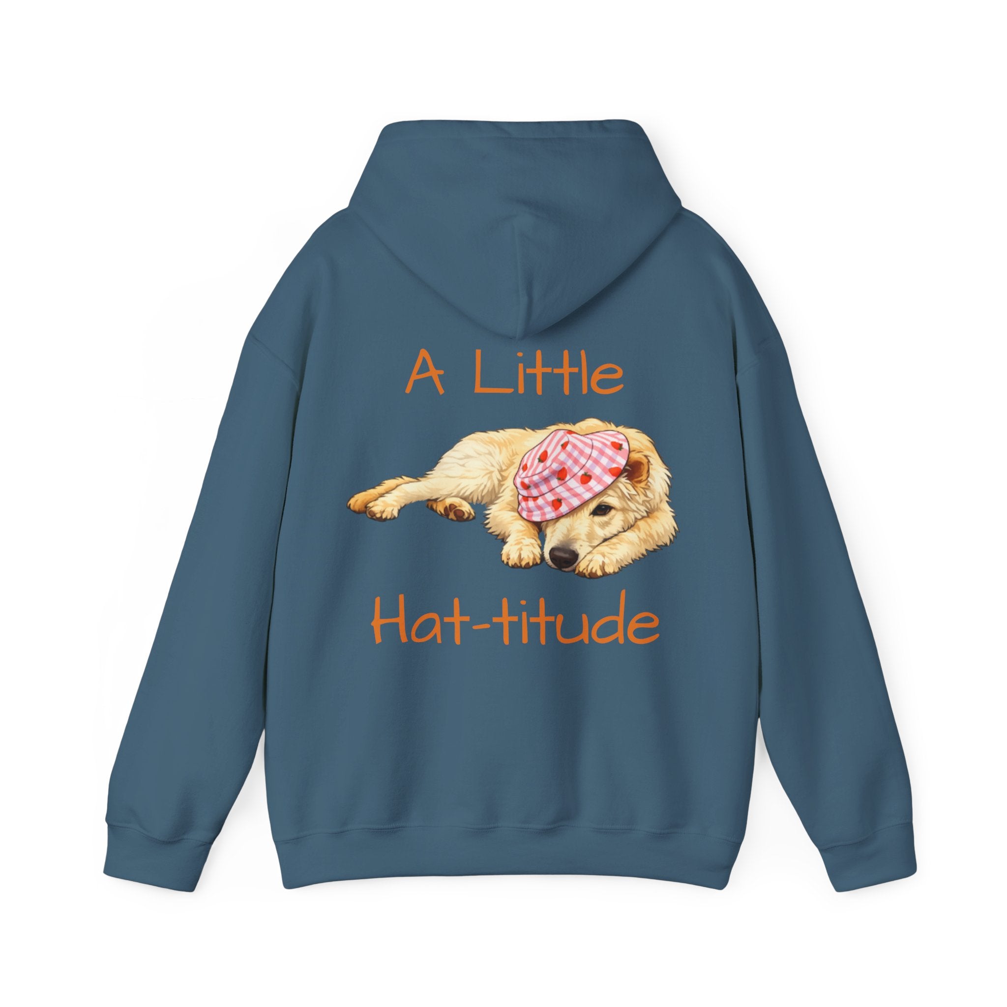 A Little Hat-Titude Puppy Illustration Adult Hoodie | Cute Dog Paw Chest Print