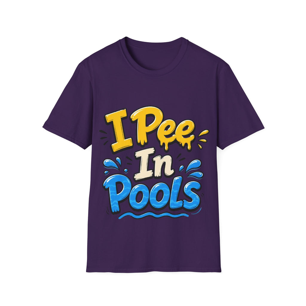 Funny "I Pee in Pools" Adult T-Shirt — Humorous Summer Pool Party Tee