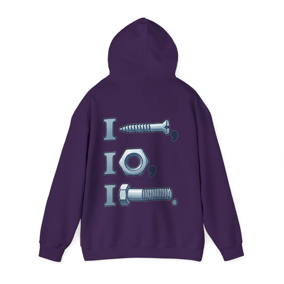 Screw, Nut, Bolt Adult Hoodie — Mechanical Pun Graphic Hooded Sweatshirt