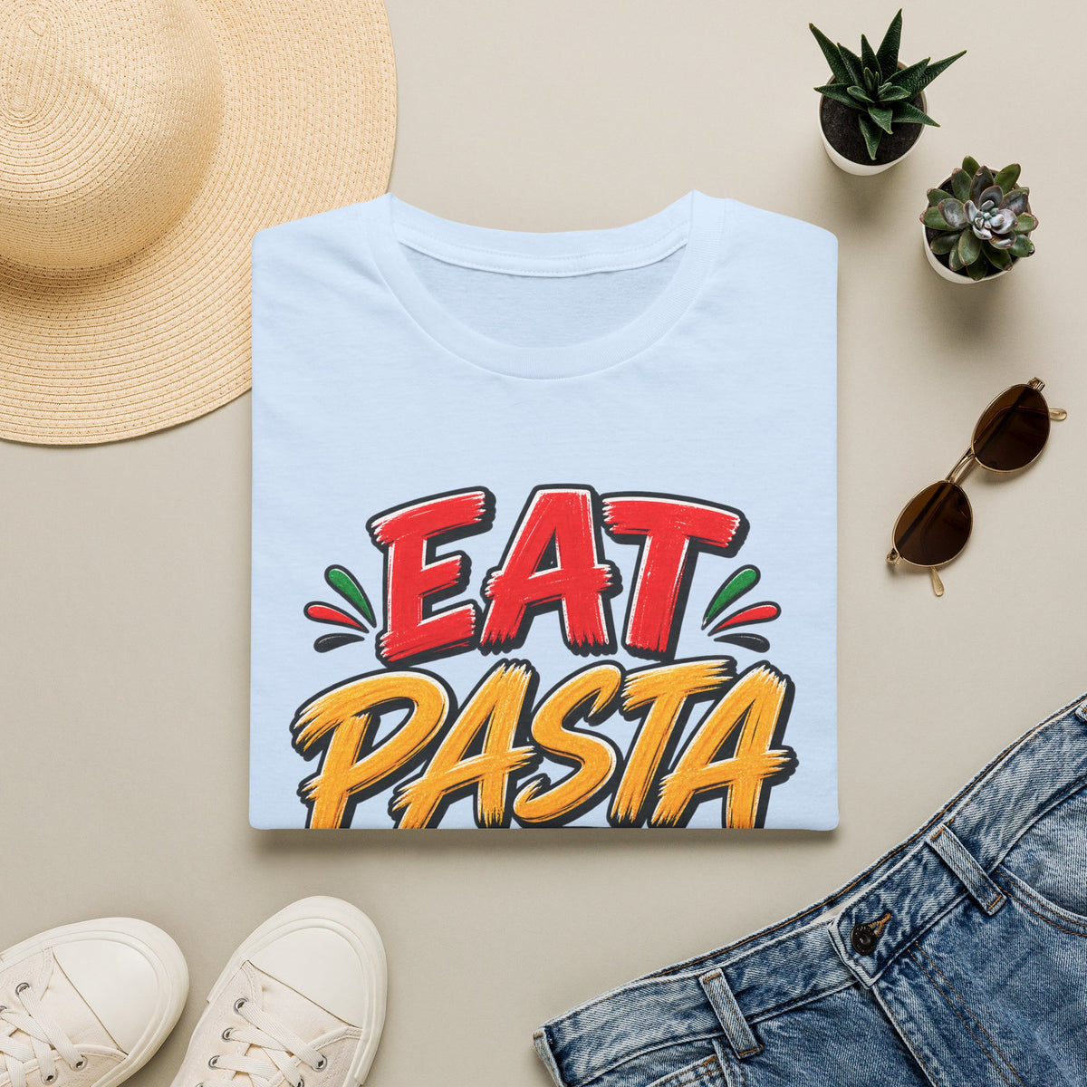 Eat Pasta Run Fasta Adult T-Shirt — Funny Italian Food & Running Graphic Tee