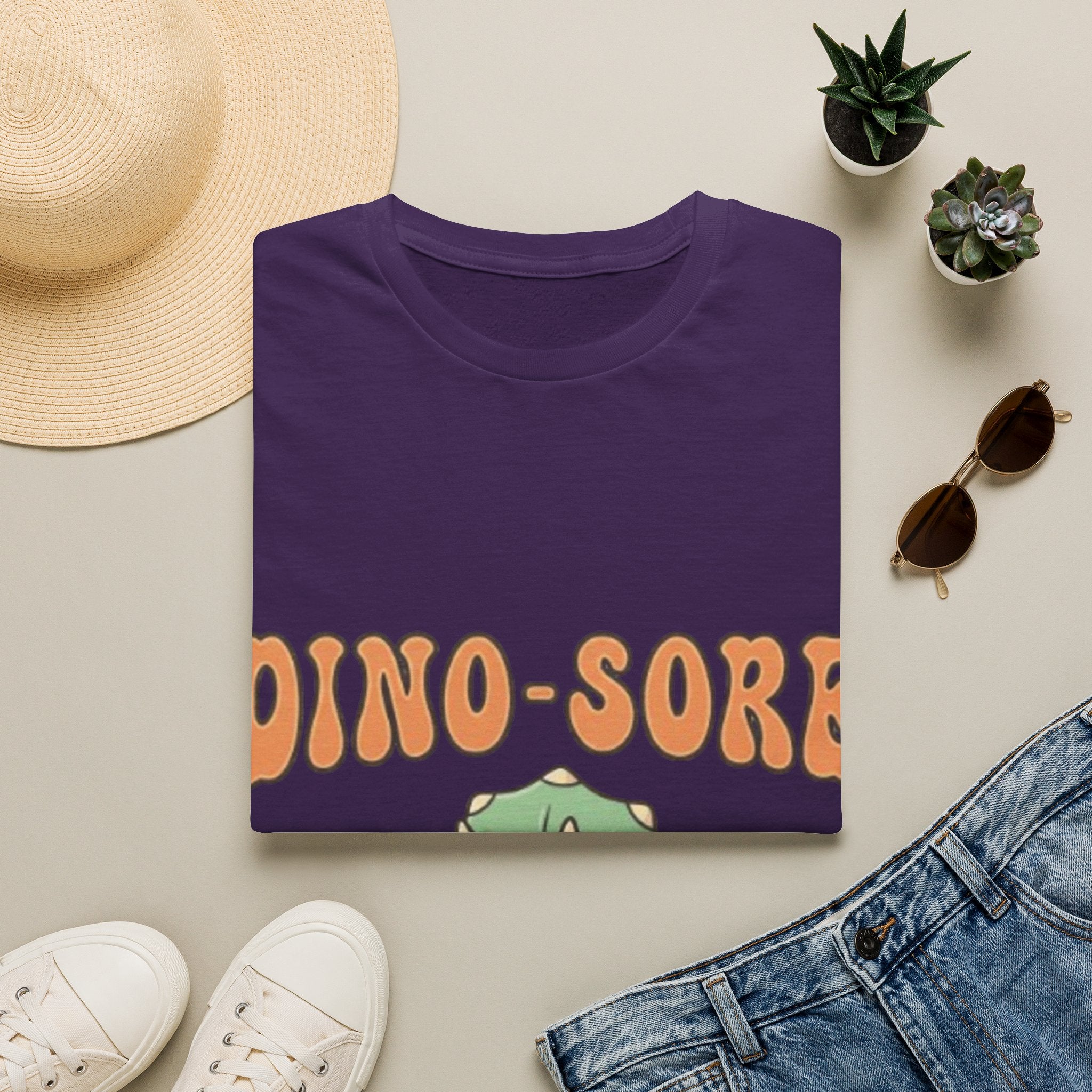 Dino-Sore Adult T-Shirt — Cute Workout Dinosaur Fitness Tee