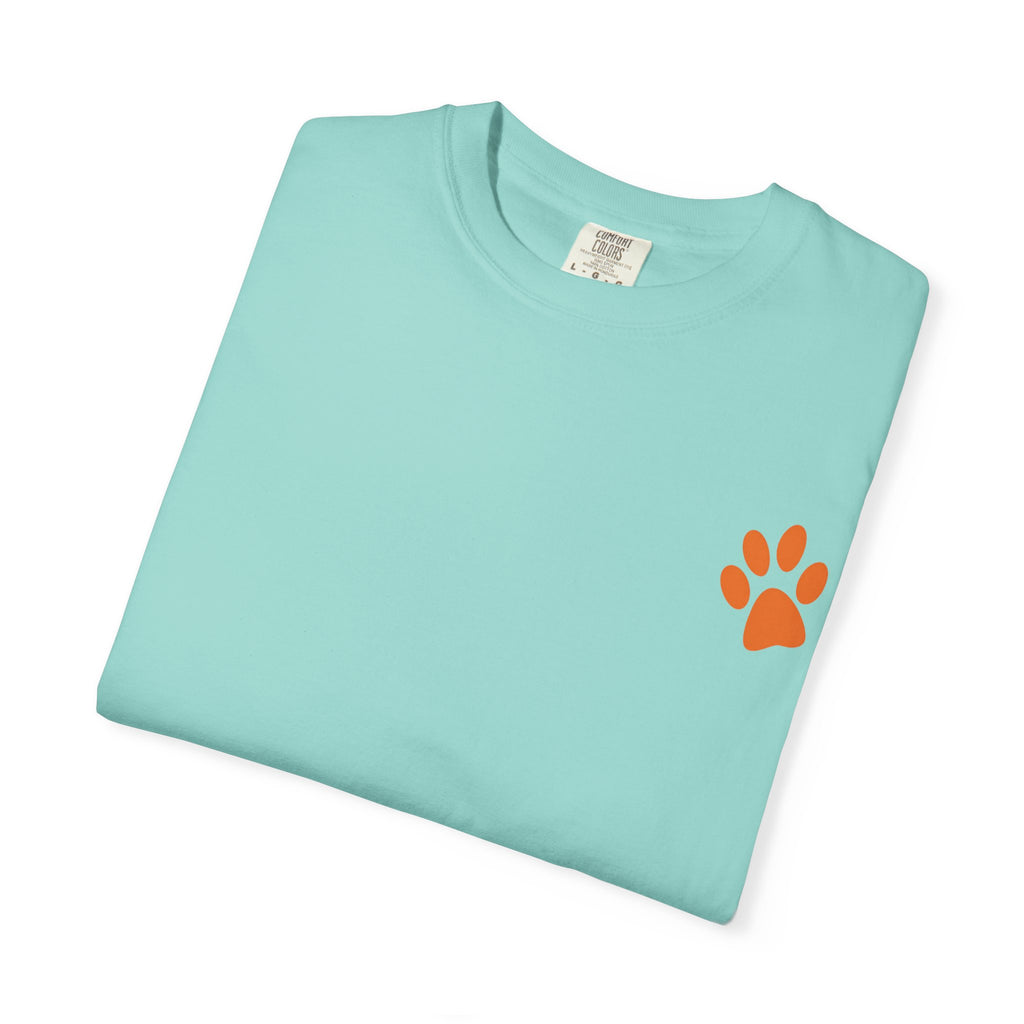 A Little Hat-Titude Puppy Adult T-Shirt | Cute Dog with Pink Hat, Paw Print