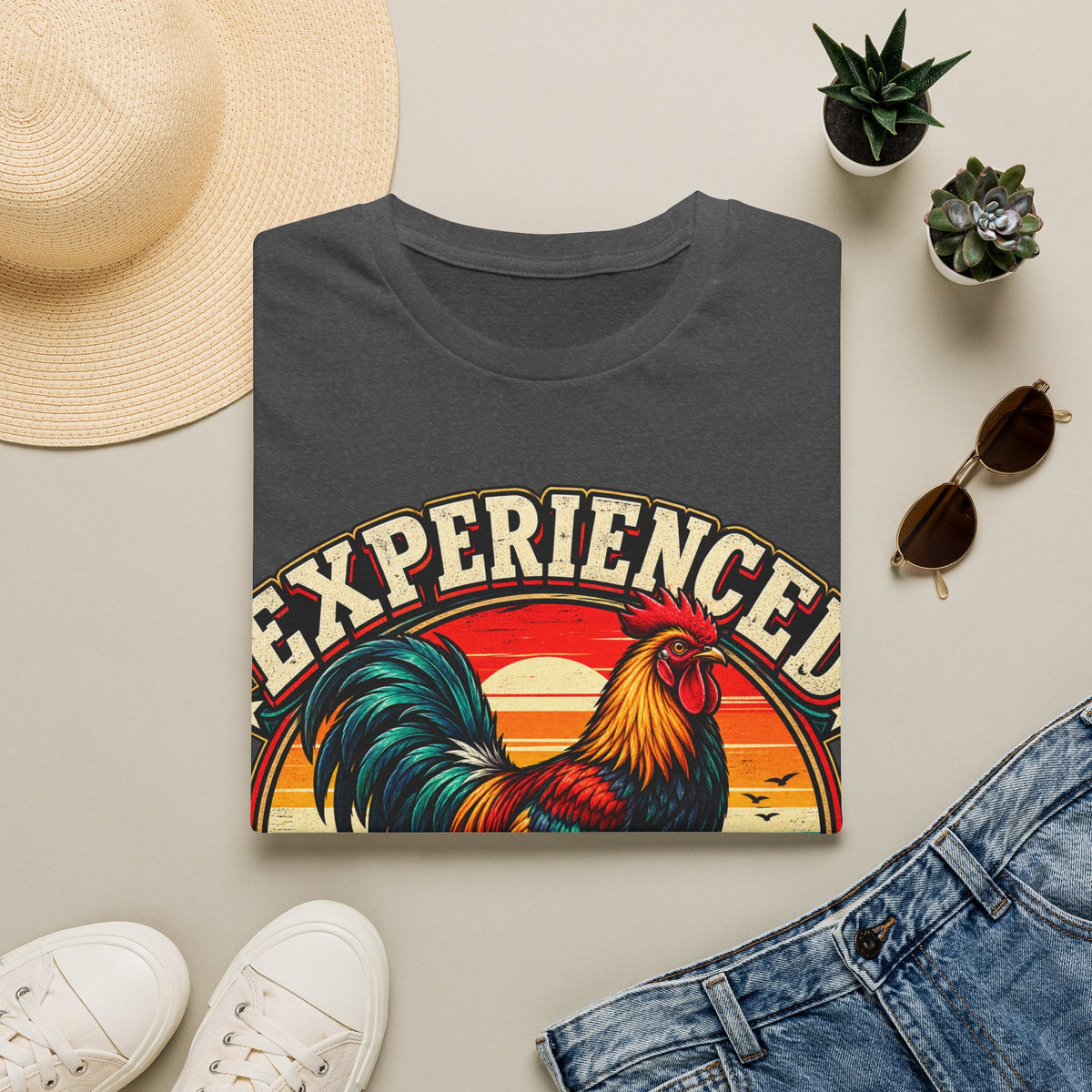 Experienced Cock Handler Adult T-Shirt — Retro Rooster Graphic Tee