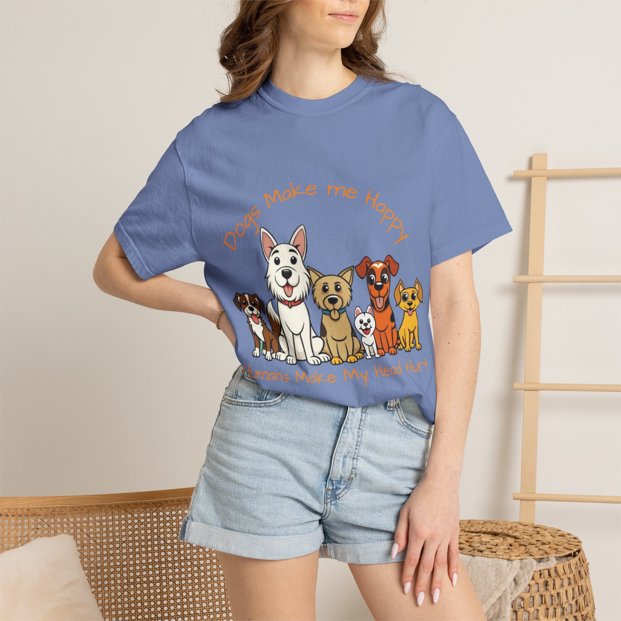 Dog Lover Tee — "Dogs Make Me Happy, Humans Make My Head Hurt" Graphic Adult T-Shirt