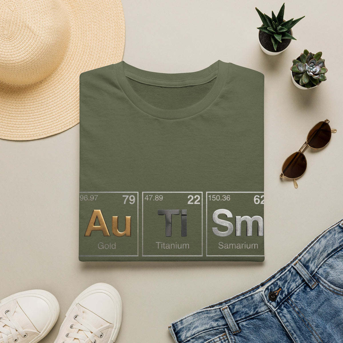 Adult T-Shirt — 'Au Ti Sm' Periodic Table Autism Awareness Tee