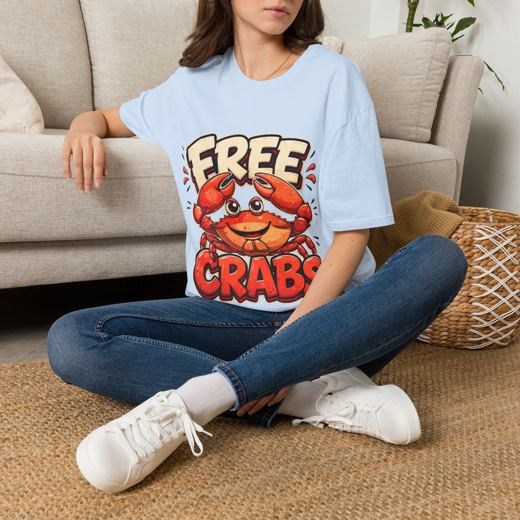 Free Crabs Adult T-Shirt — Funny Seafood Beach Graphic Tee
