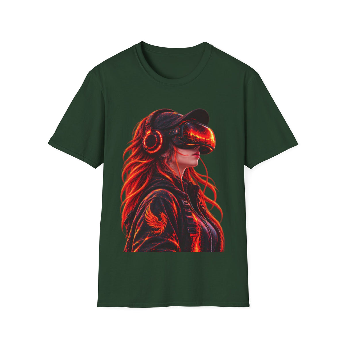 VR Girl Graphic Adult T-Shirt — Neon Cyberpunk Virtual Reality Tee