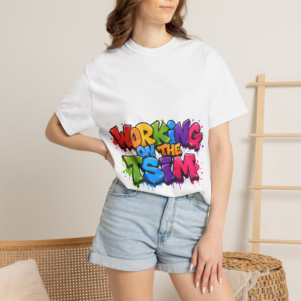 Working on the Tsim graffiti style Adult T-shirt | colorful street art text