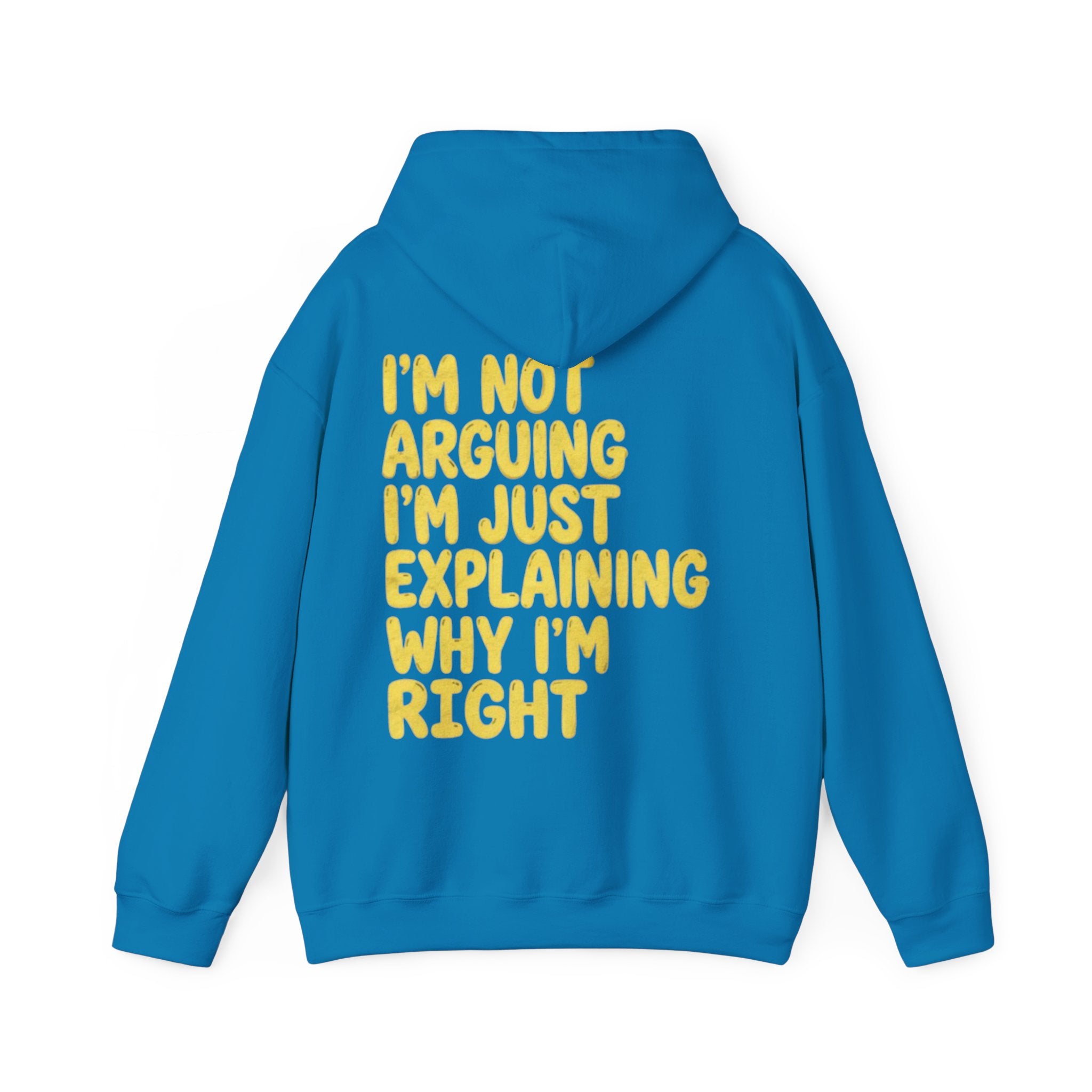 I'm Not Arguing Adult Hoodie — Funny "I'm Just Explaining Why I'm Right" Graphic Hoodie