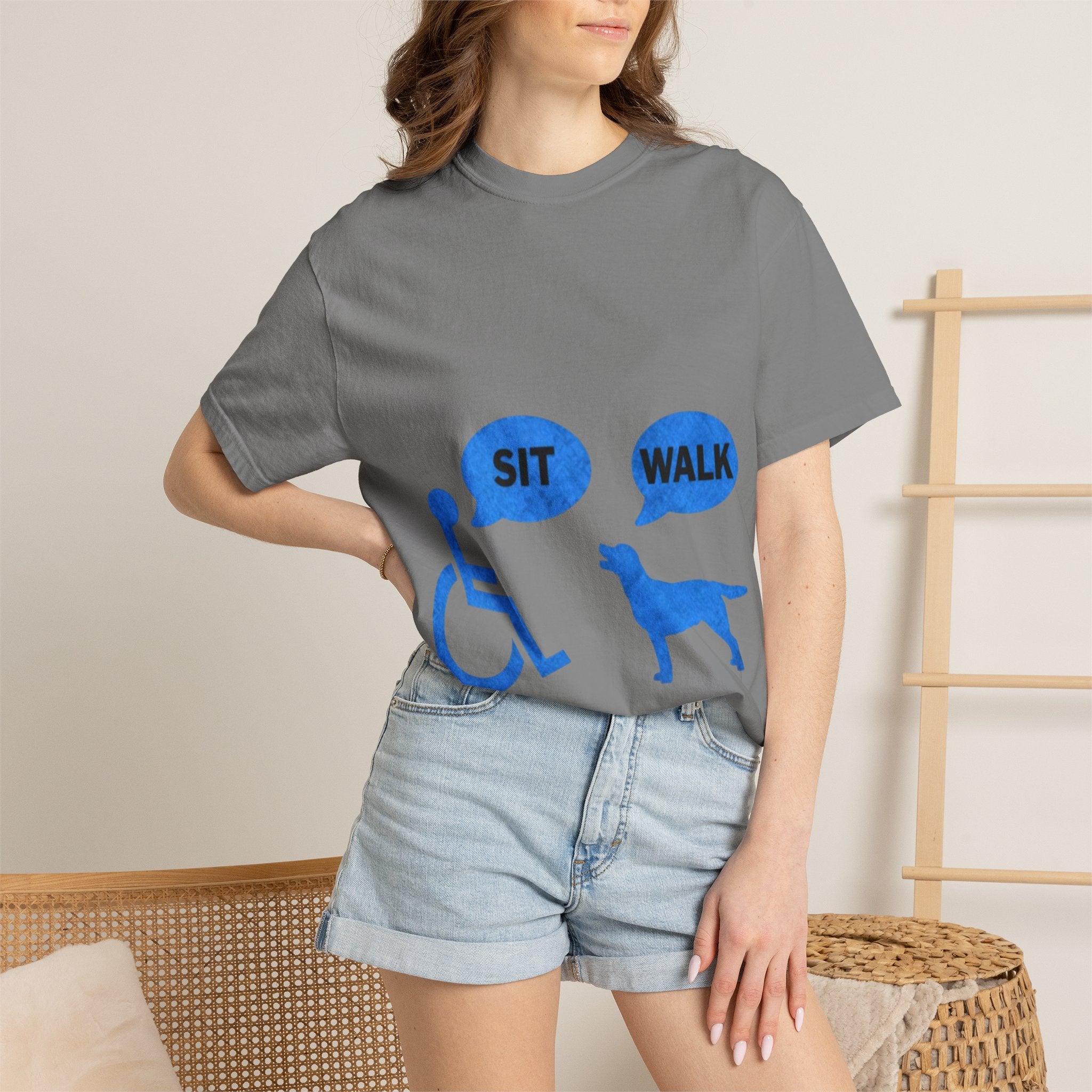 Disabled Veteran & Service Dog T-Shirt — "Sit / Walk" Graphic Tee