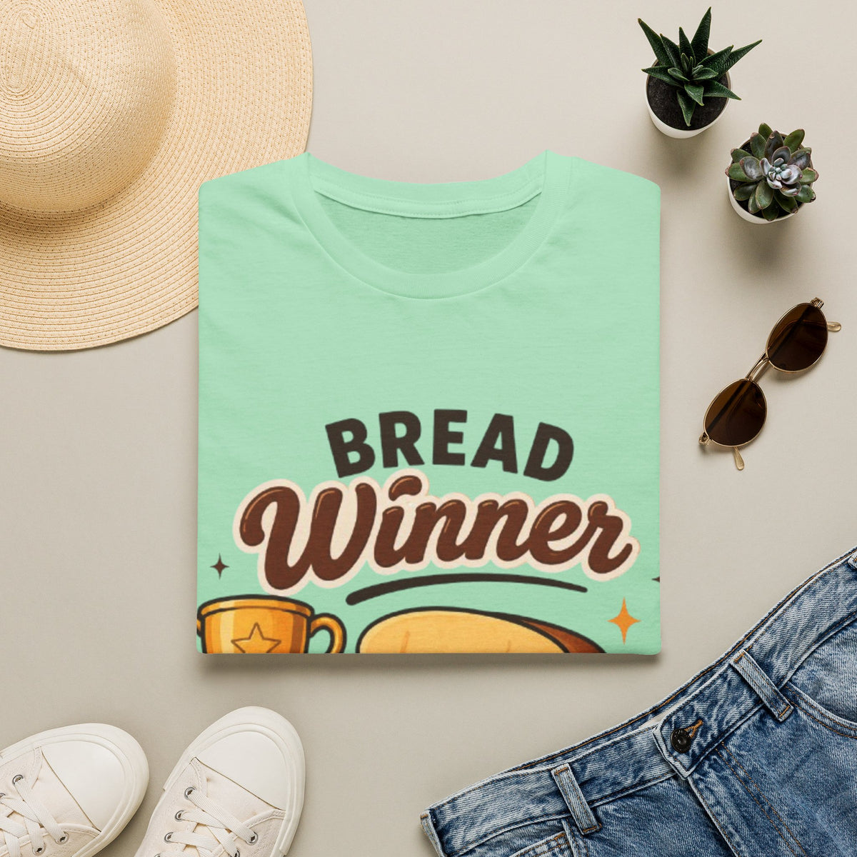 Bread Winner Adult T‑Shirt — Funny Toast Cartoon Tee for Bakers & Breakfast Lovers