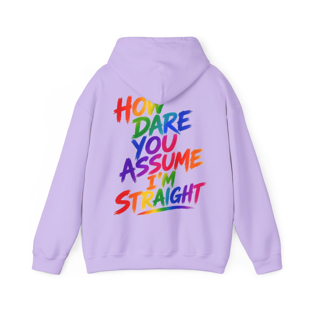 How Dare You Assume I'm Straight Adult Hoodie — Rainbow Pride Statement Sweatshirt