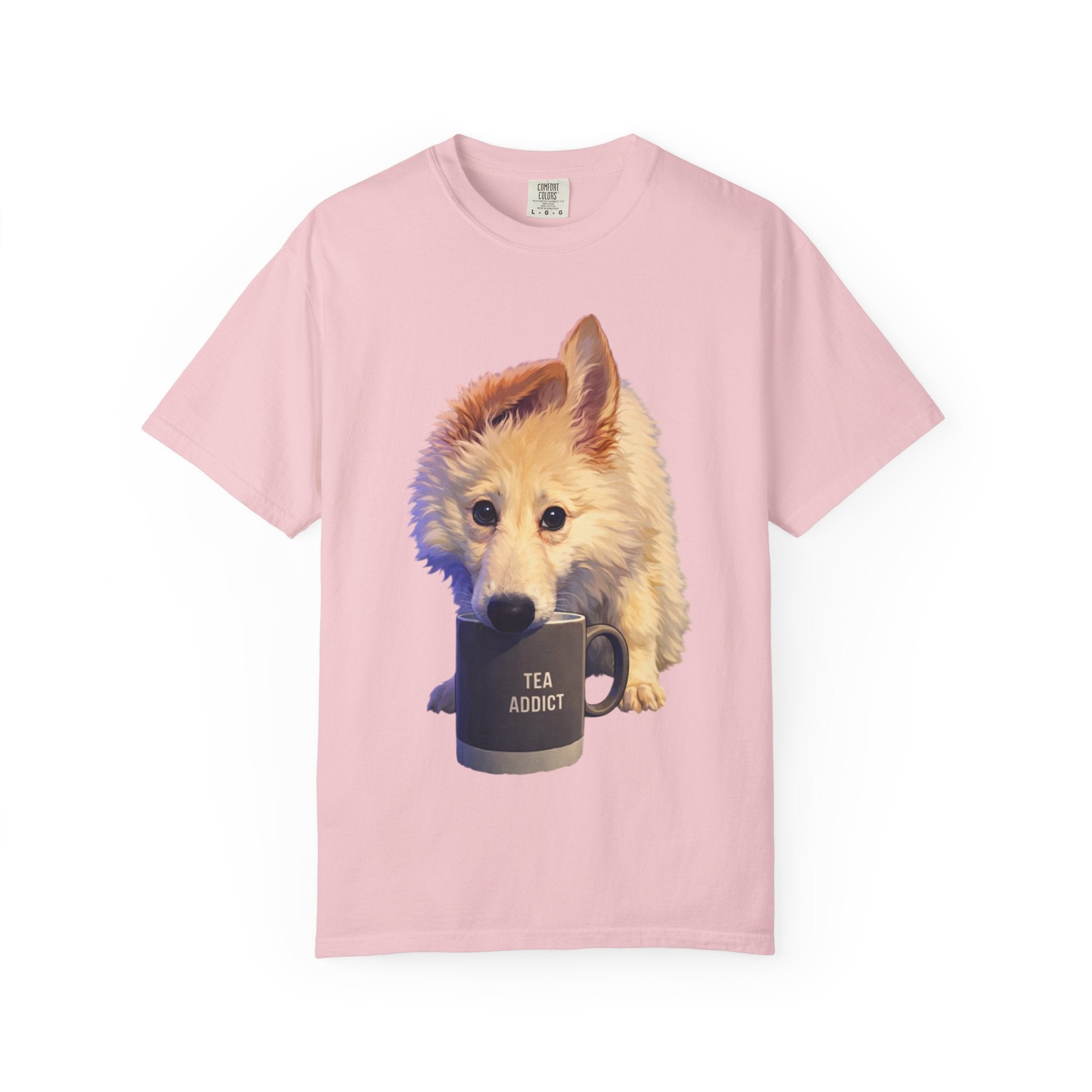 Tea Addict Puppy tee | Tyra Illustration Adult T-Shirt
