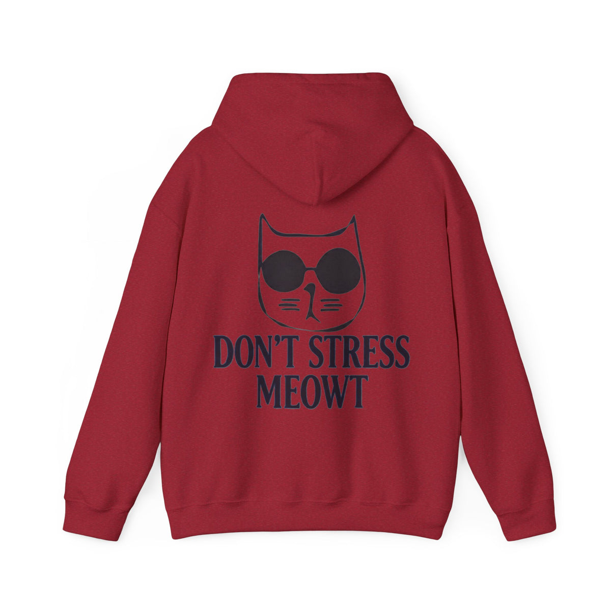 Don't Stress Meowt Adult Hoodie — Relaxed Cat Graphic Sweatshirt