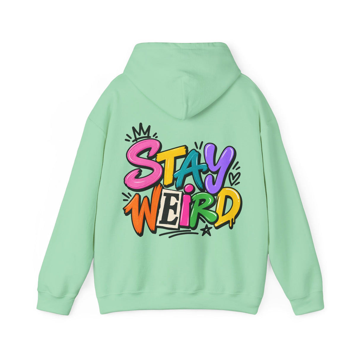 Stay Weird Adult Hoodie – Colorful Graffiti Graphic Hoodie