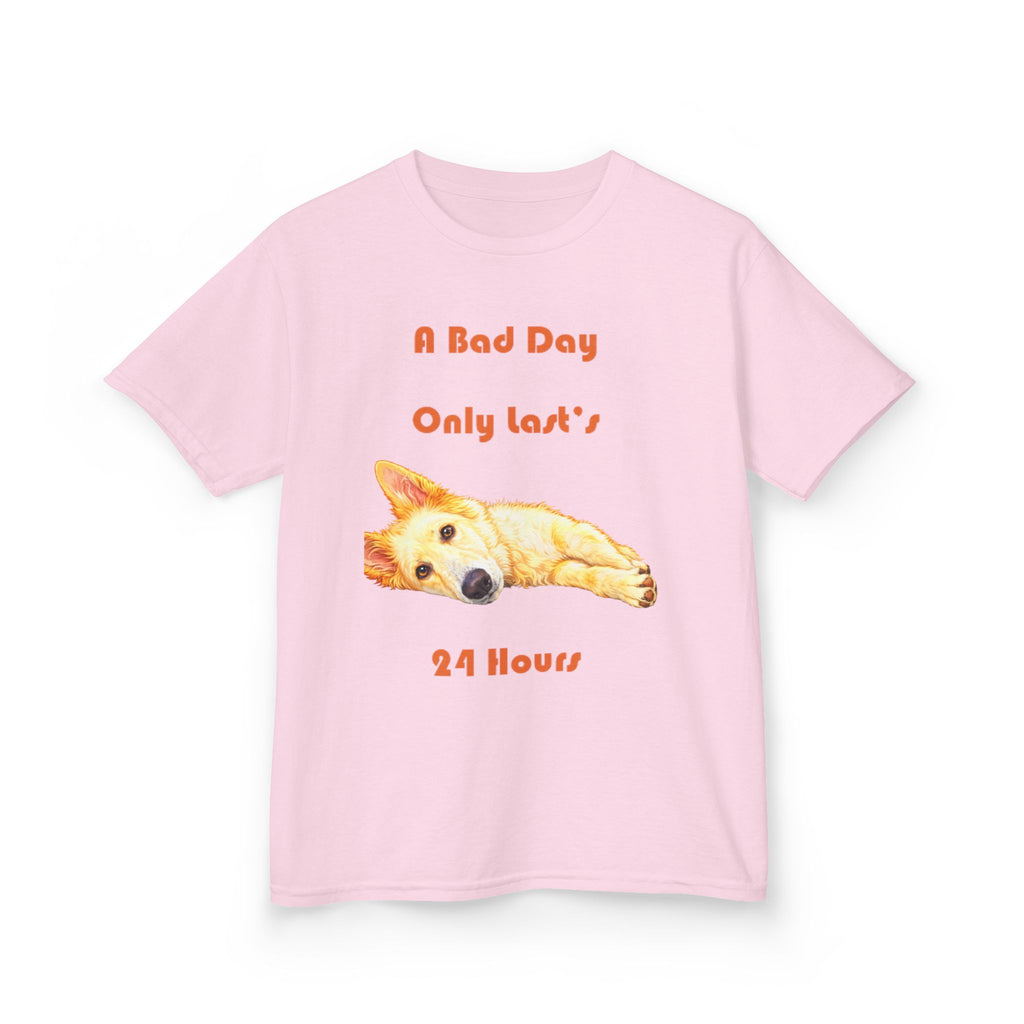 A Bad Day Only Lasts 24 Hours Kids Tee | Cute Corgi Illustration